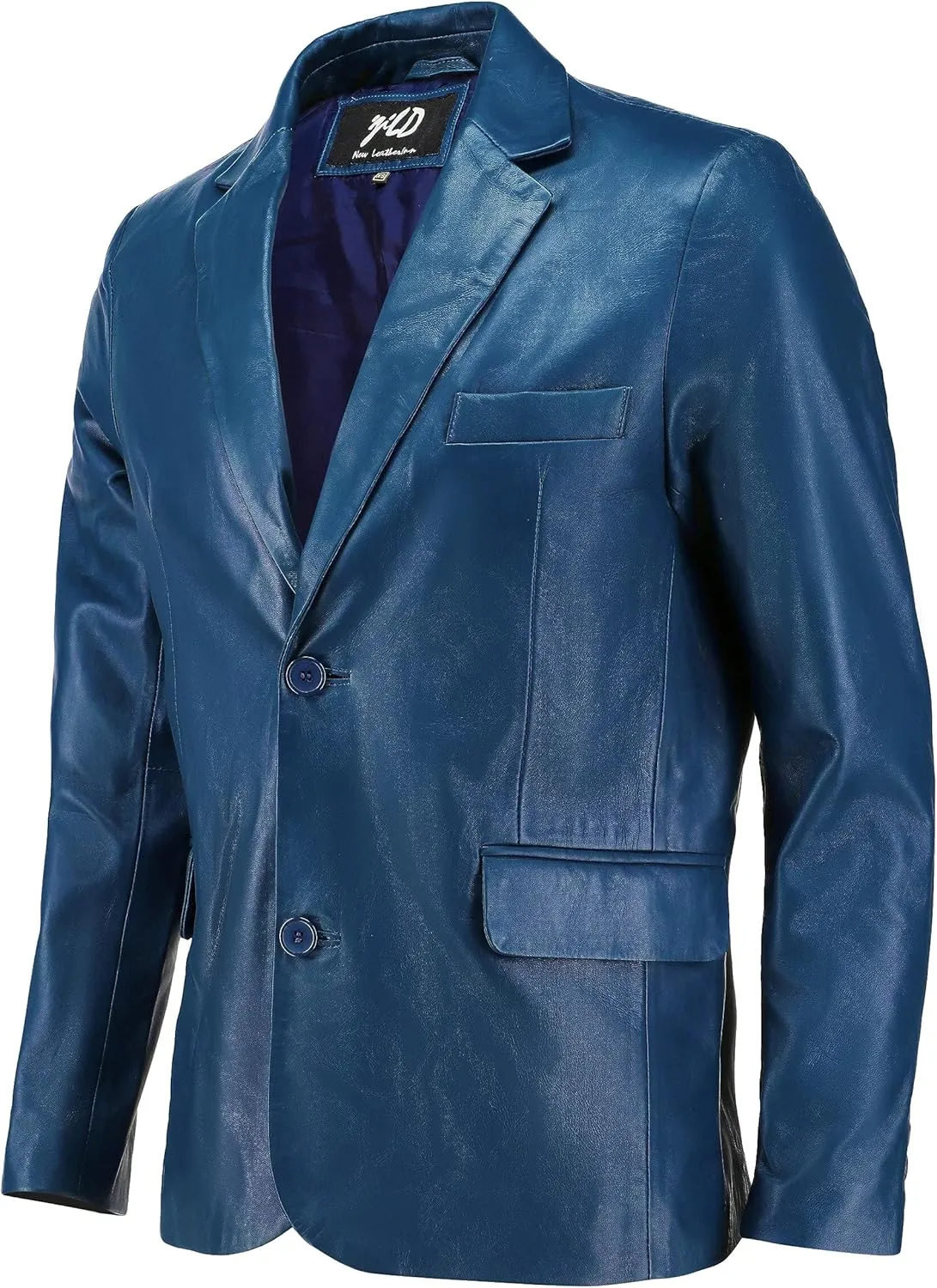 Jild Invisible Stitching Casual Leather Blazer for Men - 2-Button Closure Coat Style Regular Fit Lambskin Leather Jacket Men