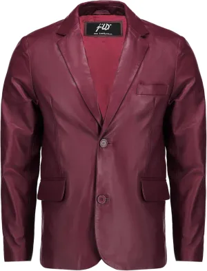 Jild Invisible Stitching Casual Leather Blazer for Men - 2-Button Closure Coat Style Regular Fit Lambskin Leather Jacket Men