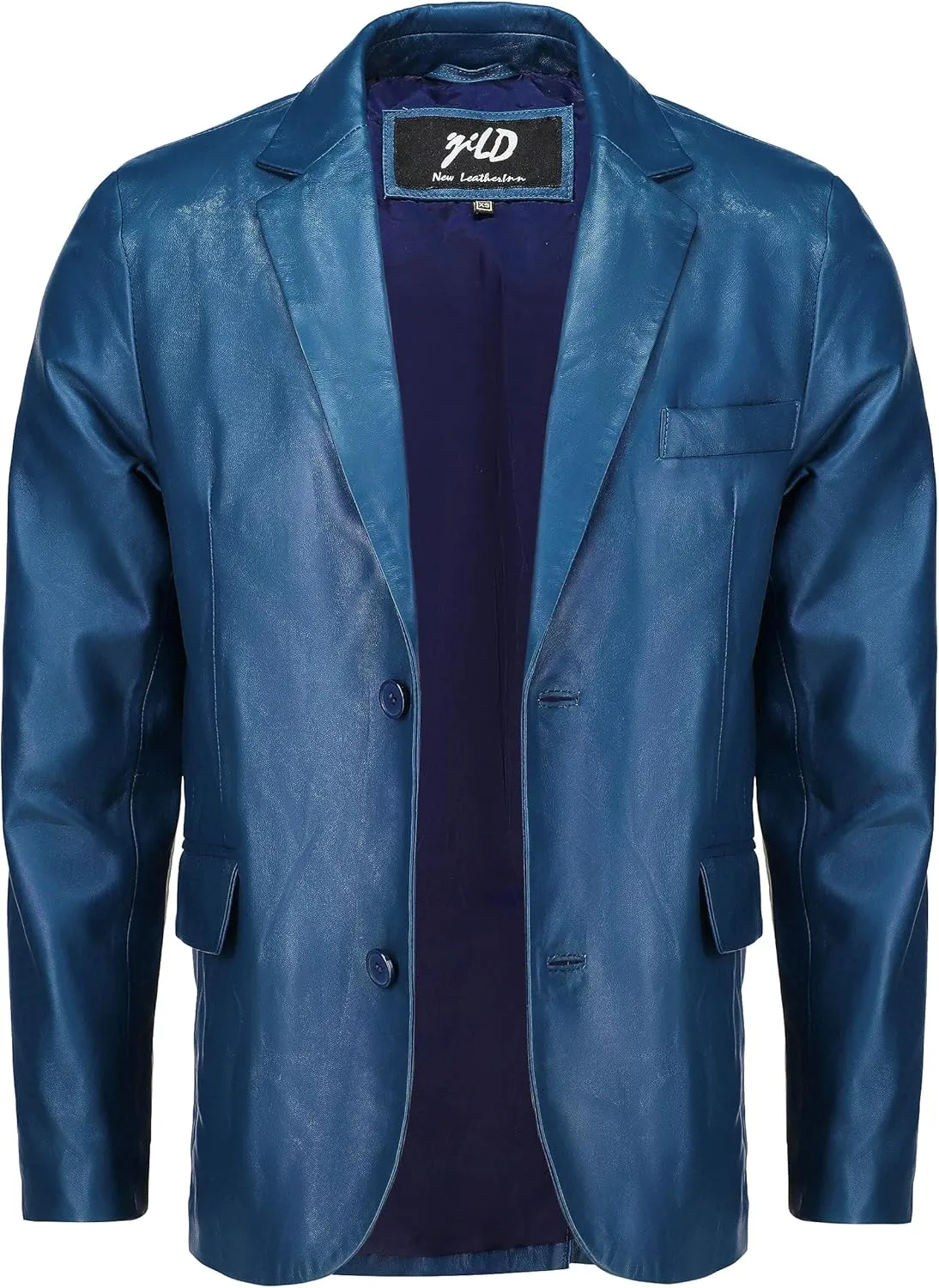 Jild Invisible Stitching Casual Leather Blazer for Men - 2-Button Closure Coat Style Regular Fit Lambskin Leather Jacket Men