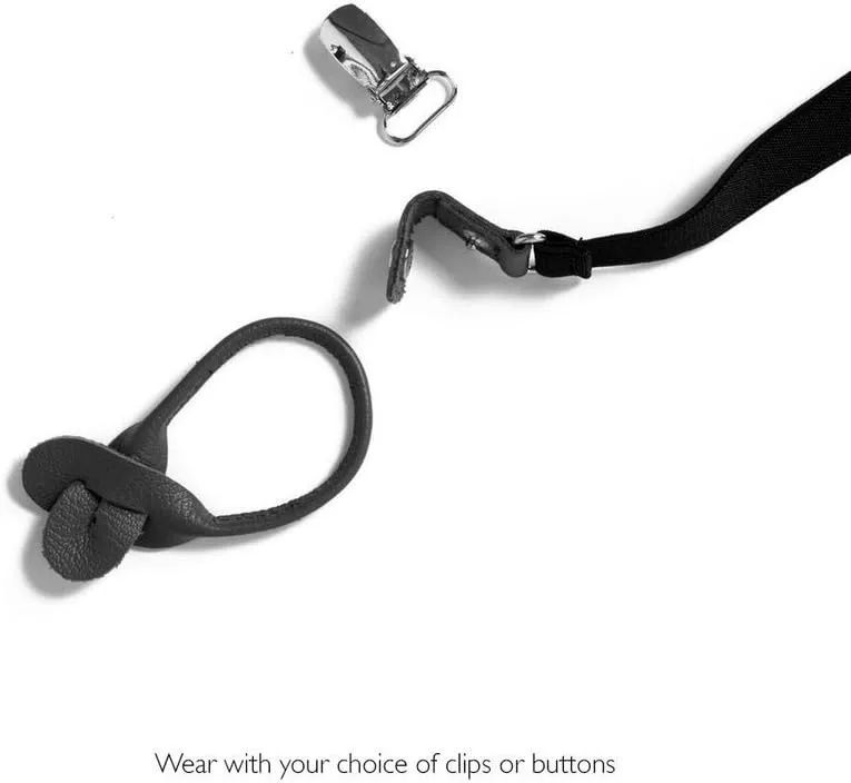 JJ Suspenders Genuine Leather Suspenders For Men with Elastic Strap & Interchangeable Clips