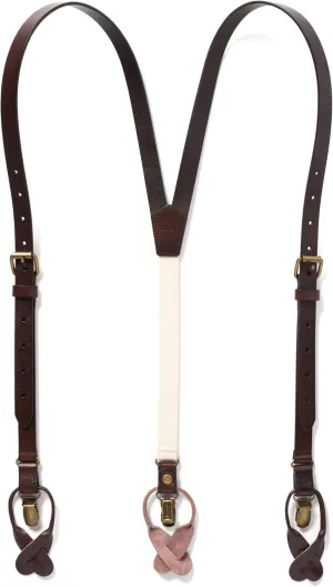 JJ Suspenders Genuine Leather Suspenders For Men with Elastic Strap & Interchangeable Clips