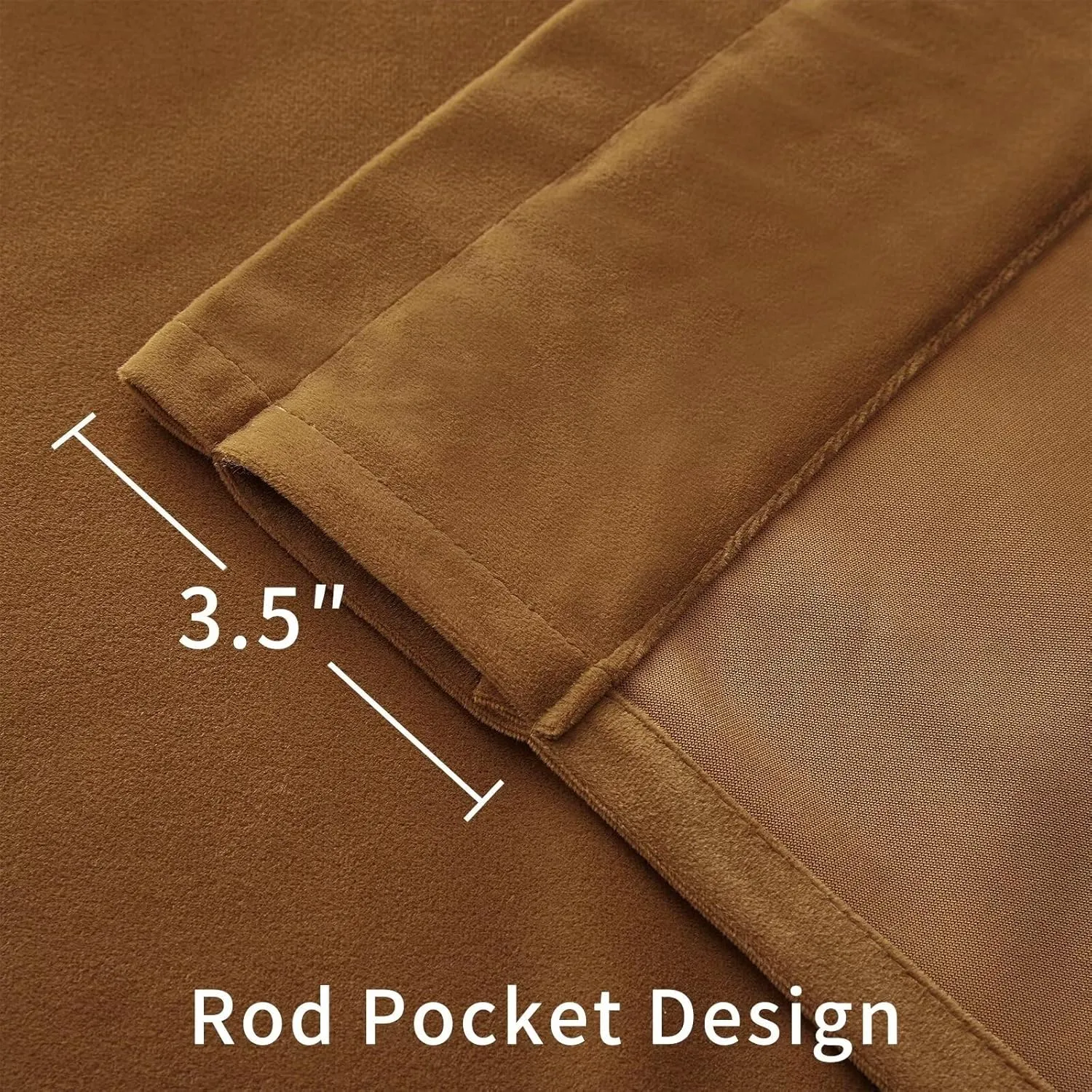 Joydeco Camel Brown Velvet Curtains 90 inch Length 2 Panels, Luxury Blackout Rod Pocket Thermal Insulated Window Curtains, Super Soft Room Darkening Drapes for Living Room Bedroom,W52 x L90 inches