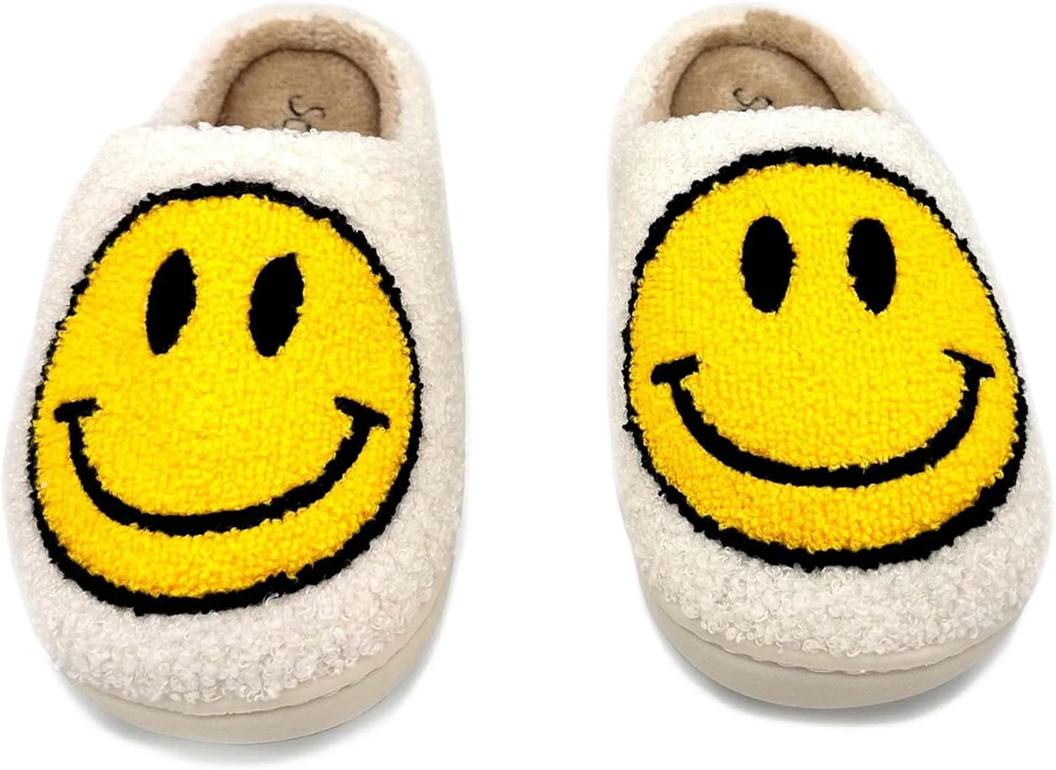 Joyful Soles - Happy Face Plush Slippers | Ultra-Soft Comfort for All Ages & Genders | Stylish & Versatile for Home or Fashion - BT50