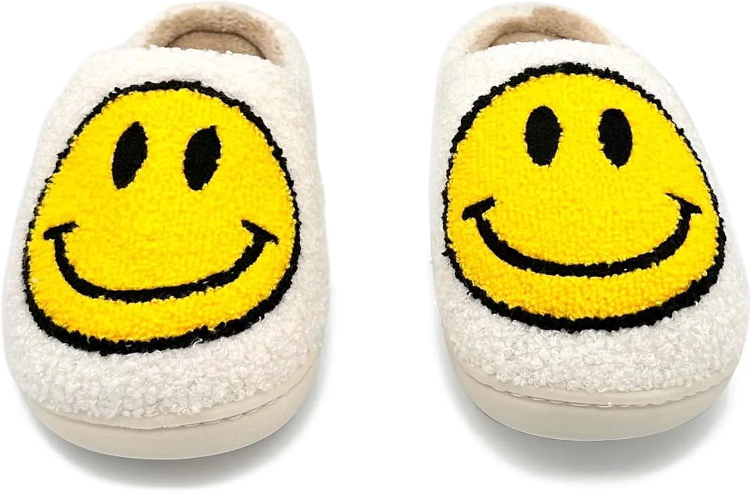 Joyful Soles - Happy Face Plush Slippers | Ultra-Soft Comfort for All Ages & Genders | Stylish & Versatile for Home or Fashion - BT50