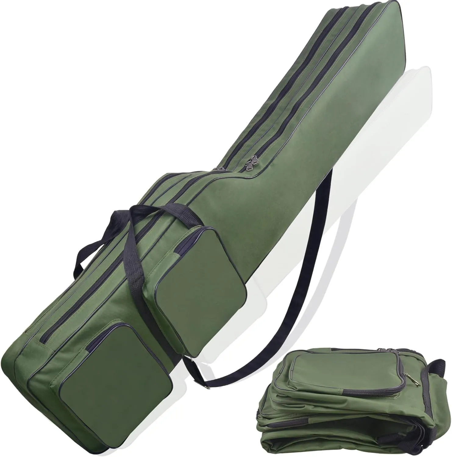 JSHANMEI Fishing Tackle Rod Bag 4.27ft Folding Rod Case Large Capacity Fishing Gear Pole Reel Storage Bag Gifts for Men