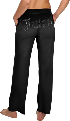 Juicy Couture Women's Velvet Fleece Lounge Pajama Pant with Rhinestones