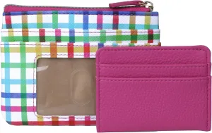 Julia Buxton Multi Colored Plaid Vegan Leather Lg. ID Coin Case