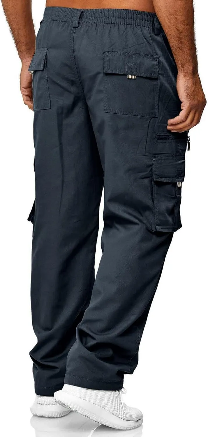 Julidostore Stretchmotions - Super Stretch Ice-Silk Comfort Cargo Pants Mens 6 Pockets Tactical Joggers Outdoor Trousers