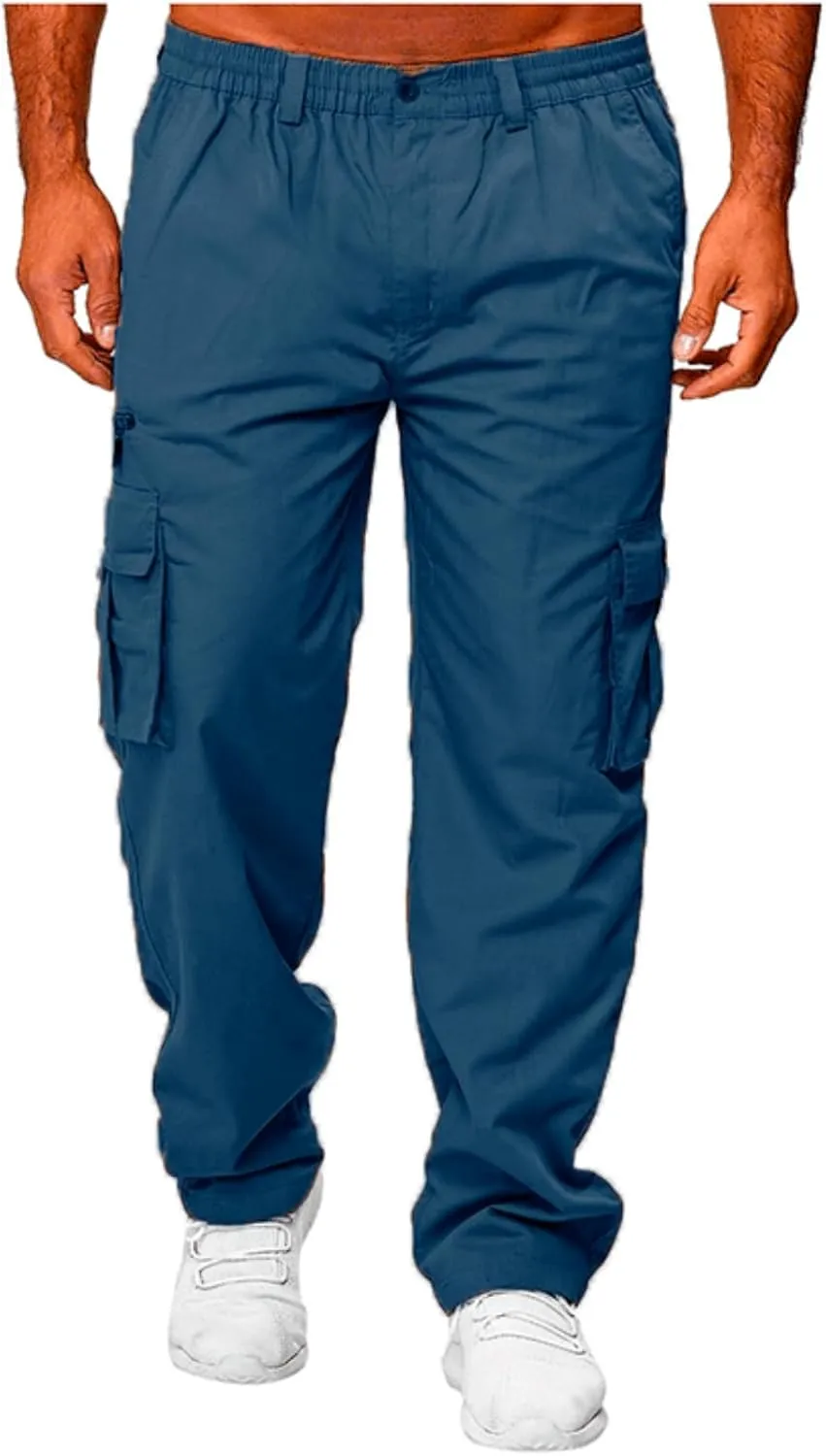Julidostore Stretchmotions - Super Stretch Ice-Silk Comfort Cargo Pants Mens 6 Pockets Tactical Joggers Outdoor Trousers