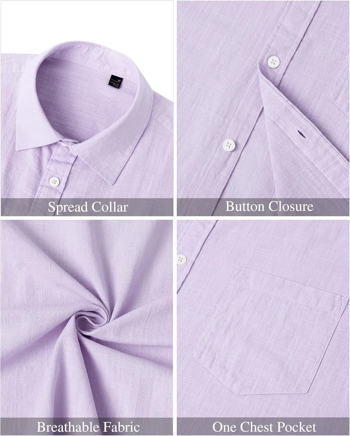 J.VER Men's Cotton Linen Short Sleeve Shirts Casual Lightweight Button Down Shirts Vacation Beach Summer Tops with Pocket