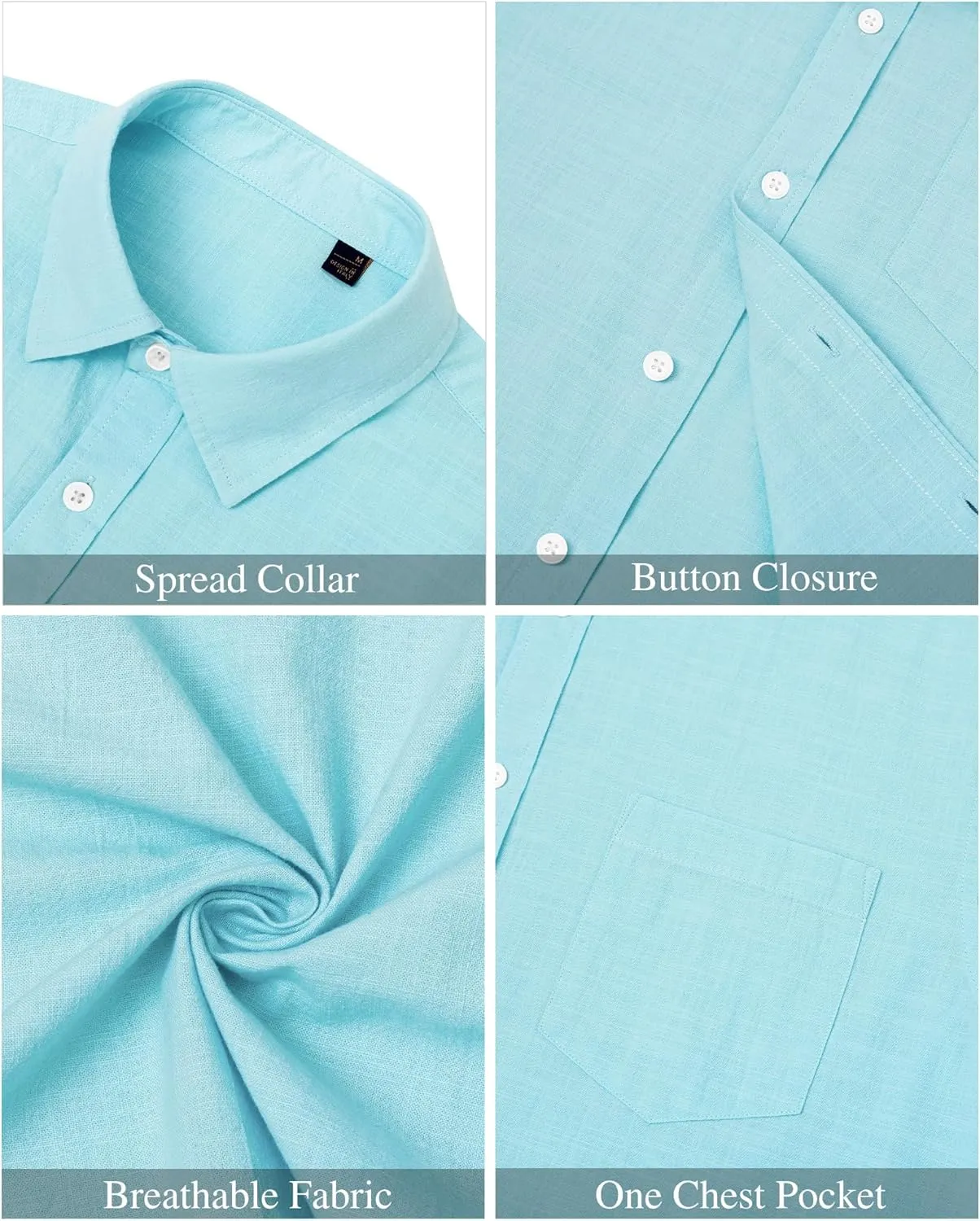 J.VER Men's Cotton Linen Short Sleeve Shirts Casual Lightweight Button Down Shirts Vacation Beach Summer Tops with Pocket