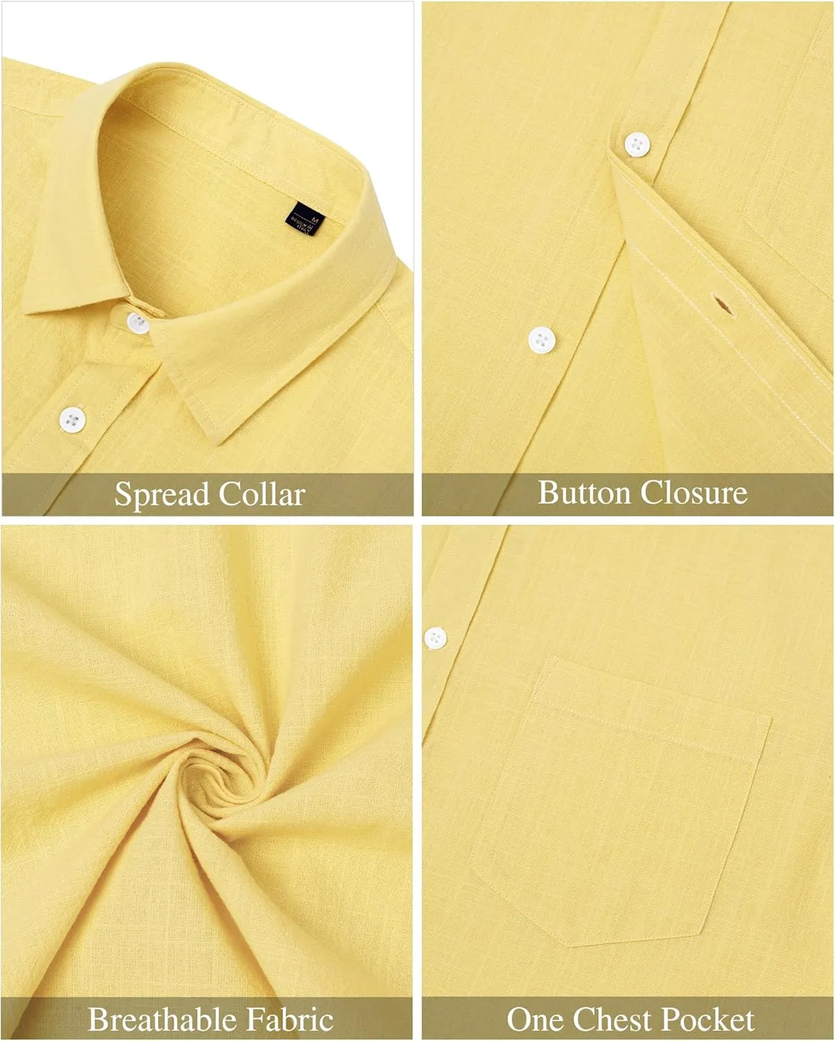 J.VER Men's Cotton Linen Short Sleeve Shirts Casual Lightweight Button Down Shirts Vacation Beach Summer Tops with Pocket