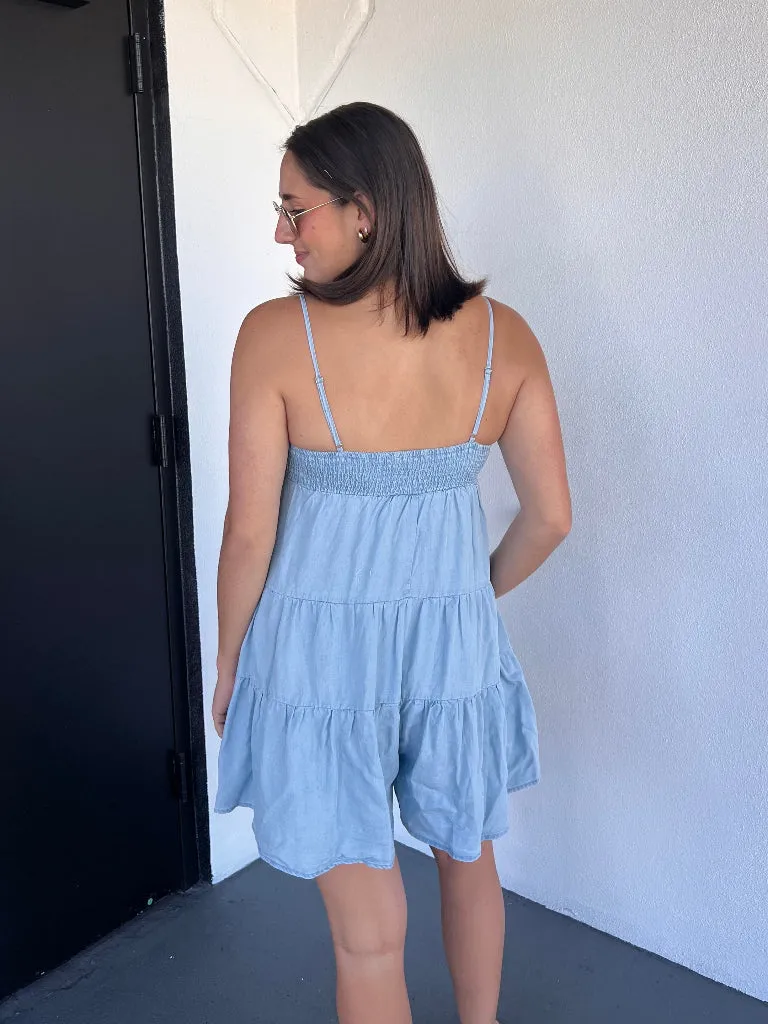 Kayla Romper in Denim