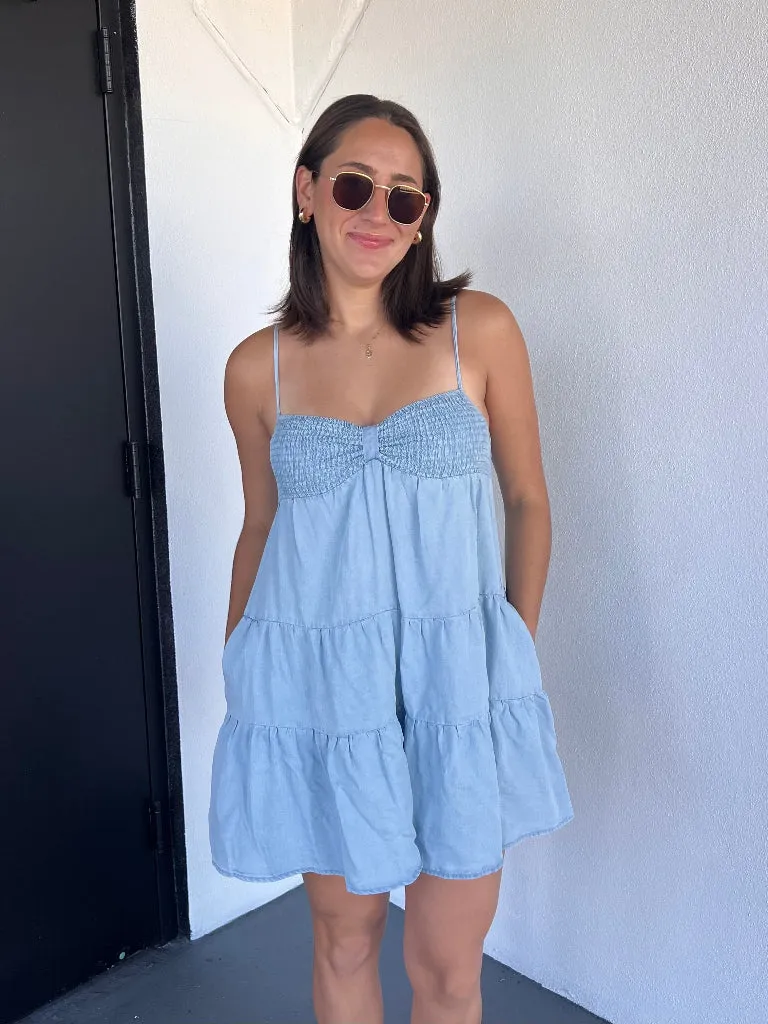 Kayla Romper in Denim