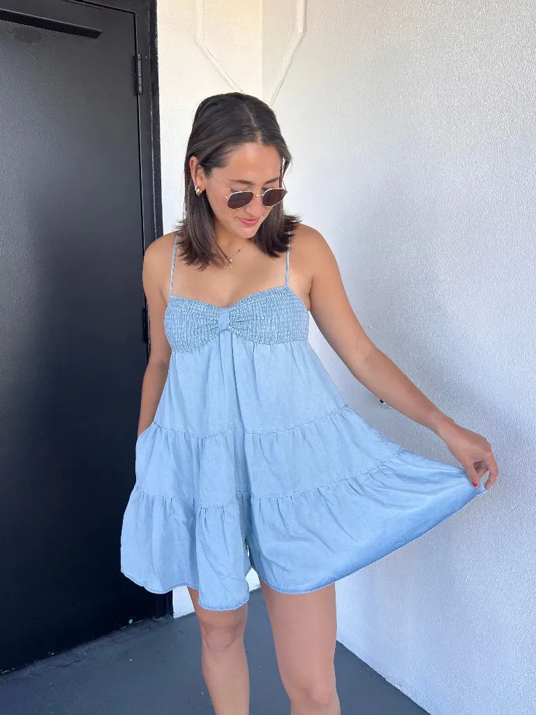 Kayla Romper in Denim