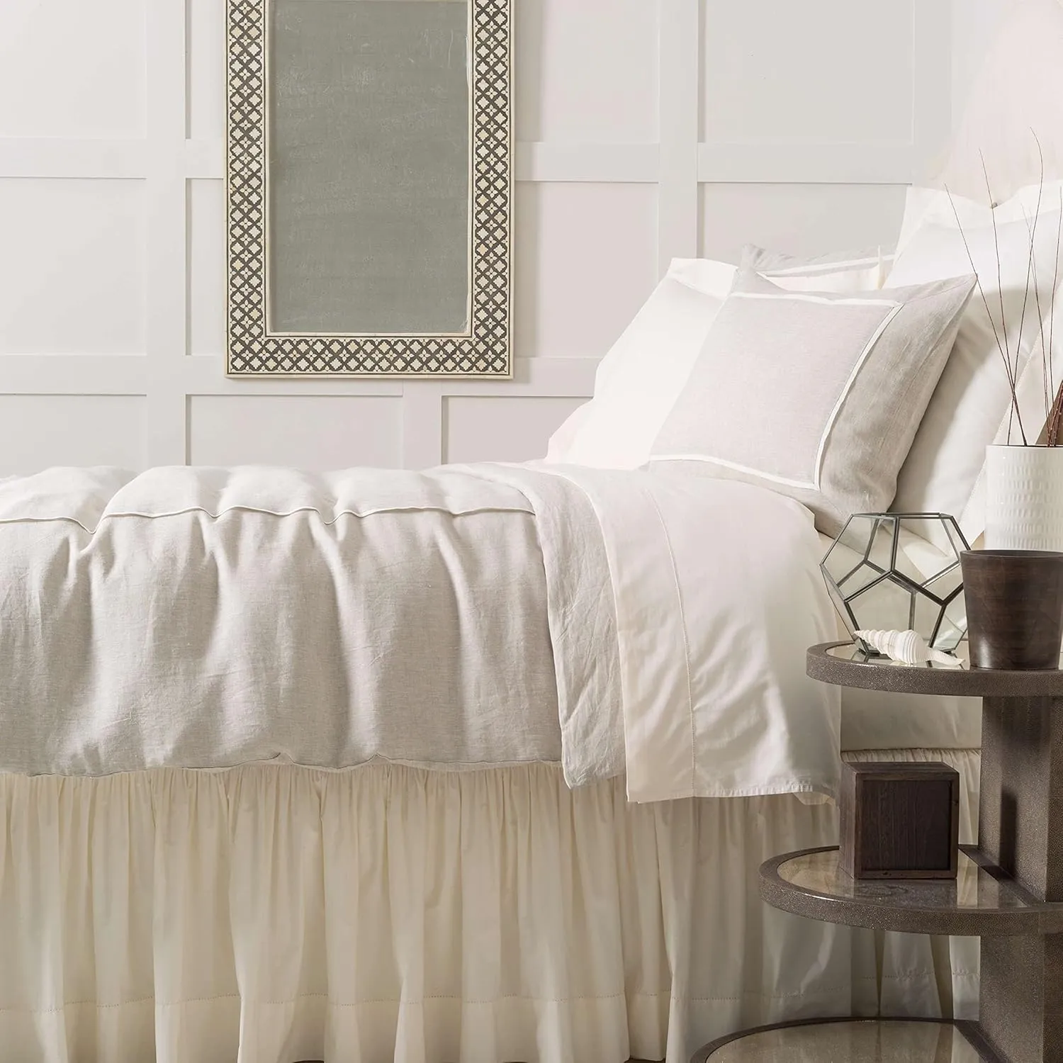 Keaton Linen Natural Sham, Euro Size, Neutral Solid Pattern