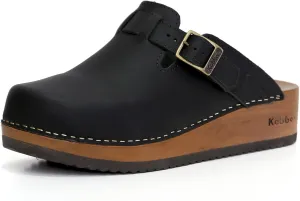 Kebba Liliane - Handmade Wooden Clogs with Genuine Leather | Arch Support and Comfortable Fit | Chilean Tepa Platform and EVA Sole |Made in Villarrica, Chile
