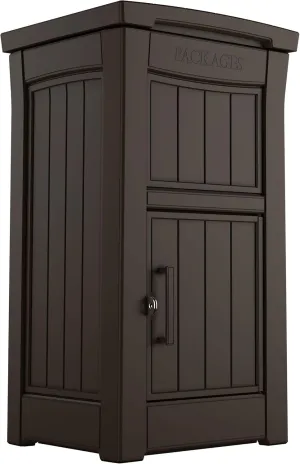Keter Delivery Box for Porch with Lockable Secure Storage Compartment to Keep Packages Safe, One Size, Brown