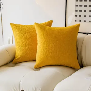 Kevin Textile Decor Velvet Throw Pillow Covers, Striped Decorative Pillow Case Handmade Cushion Cover for Couch, 18x18 inches,2 Pieces,Primrose Yellow