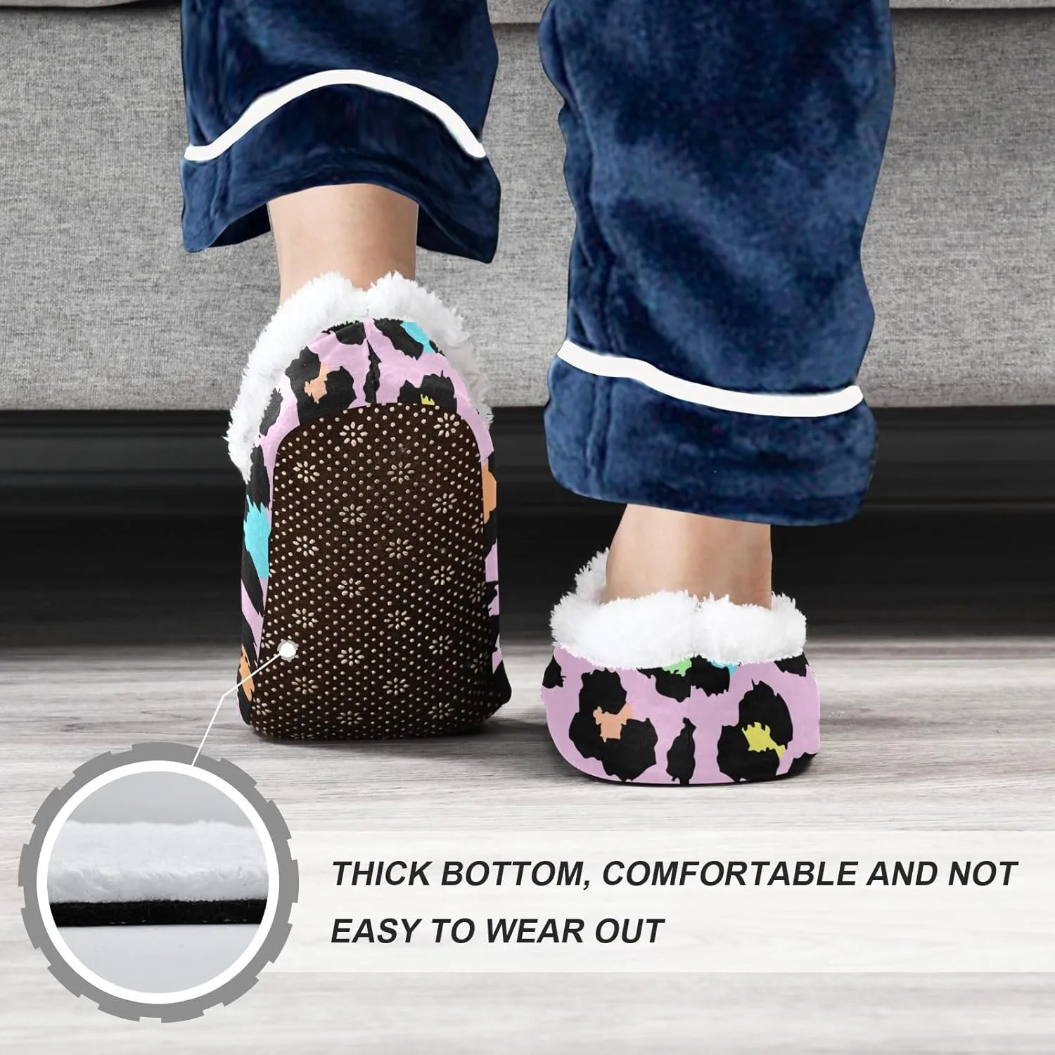 Kids Winter Slippers for Boys Girls Leopard Skin Animal Print Warm Soft Non Slip House Slippers Children Indoor
