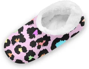 Kids Winter Slippers for Boys Girls Leopard Skin Animal Print Warm Soft Non Slip House Slippers Children Indoor