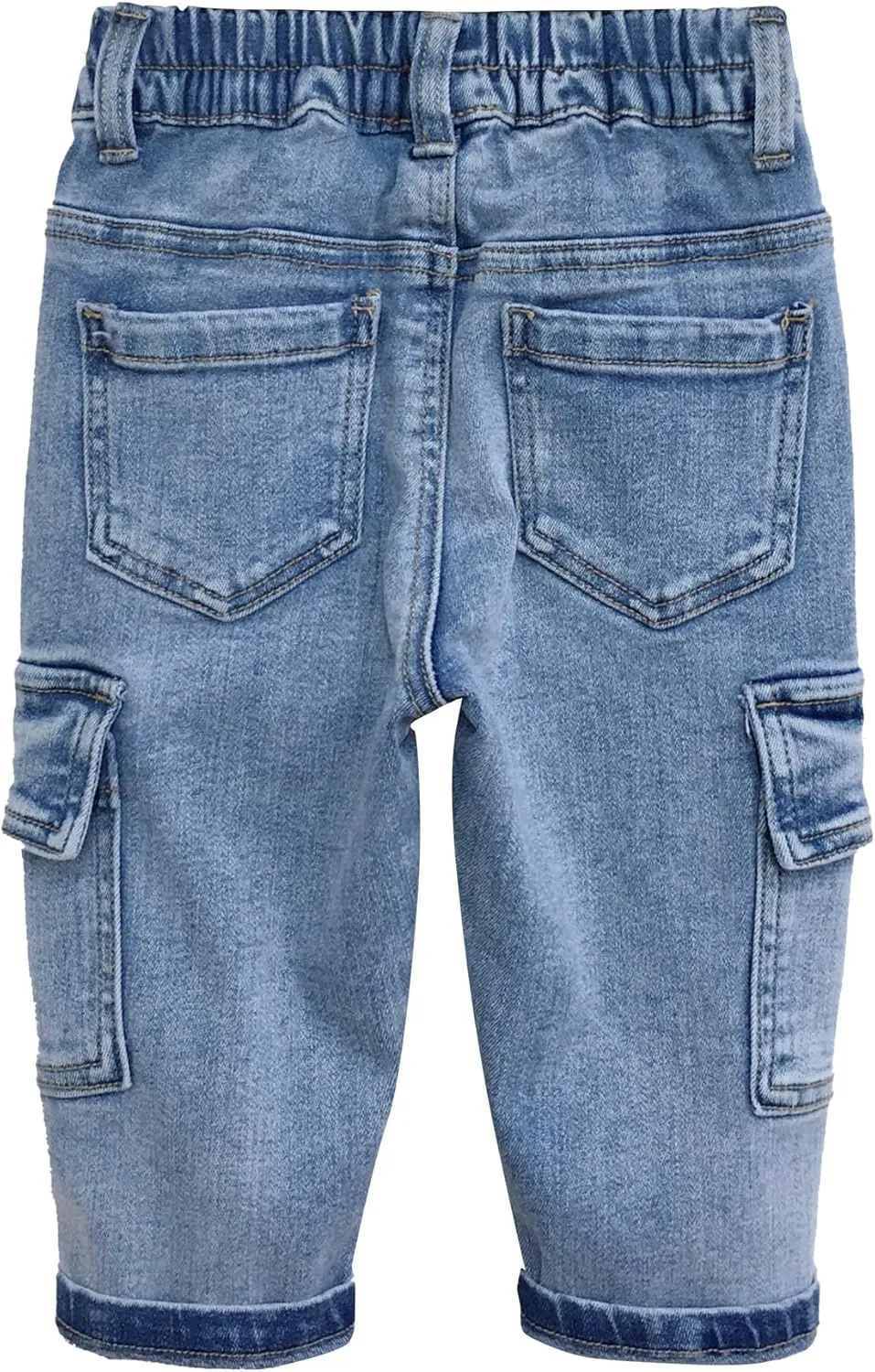 KIDSCOOL SPACE Baby Jeans,Little Toddler Kids Elastic Waist with D-Ring Stretch Cargo Denim Pants