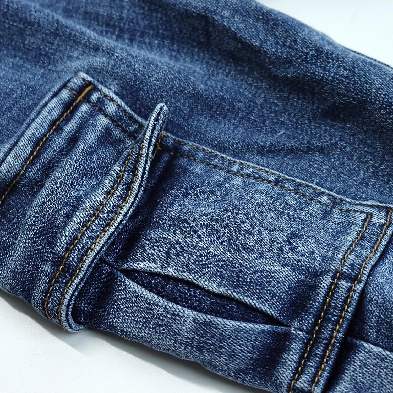 KIDSCOOL SPACE Baby Jeans,Little Toddler Kids Elastic Waist with D-Ring Stretch Cargo Denim Pants