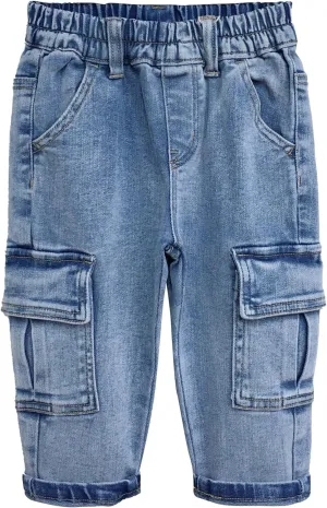 KIDSCOOL SPACE Baby Jeans,Little Toddler Kids Elastic Waist with D-Ring Stretch Cargo Denim Pants
