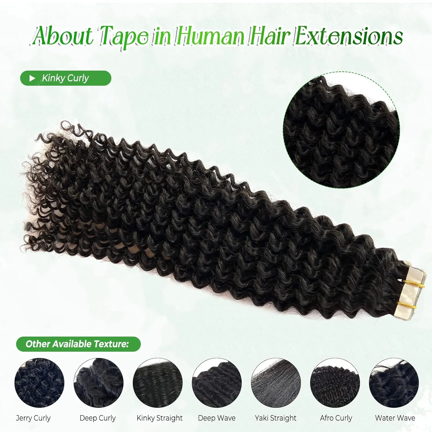 Kinky Curly Tape in Hair Extensions Human Hair Black Women Real Hair Extensions 40 Pieces Curly Tape ins,100G Double Sided Kinky Curly Tape Hair Extensions 16Inch for Black Girls