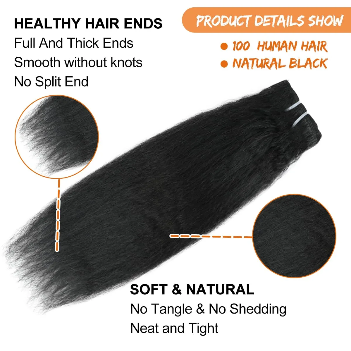 Kinky Straight Clip ins 8Pcs 110g 16 Inch Clip in Hair Extensions Real Human Hair Yaki Straight Clipins for Black Women Double Weft Full Head Brazilian Remy Hair Extensions 20 Clips