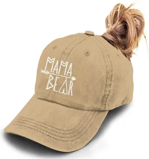 KKMKSHHG Unisex Mama Bear Denim Hat Adjustable Washed Dyed Cotton Dad Baseball Caps