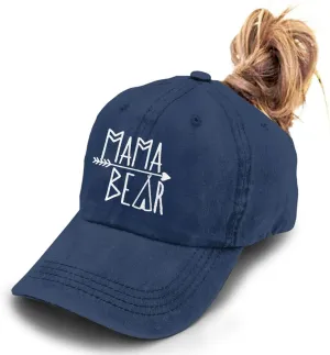 KKMKSHHG Unisex Mama Bear Denim Hat Adjustable Washed Dyed Cotton Dad Baseball Caps