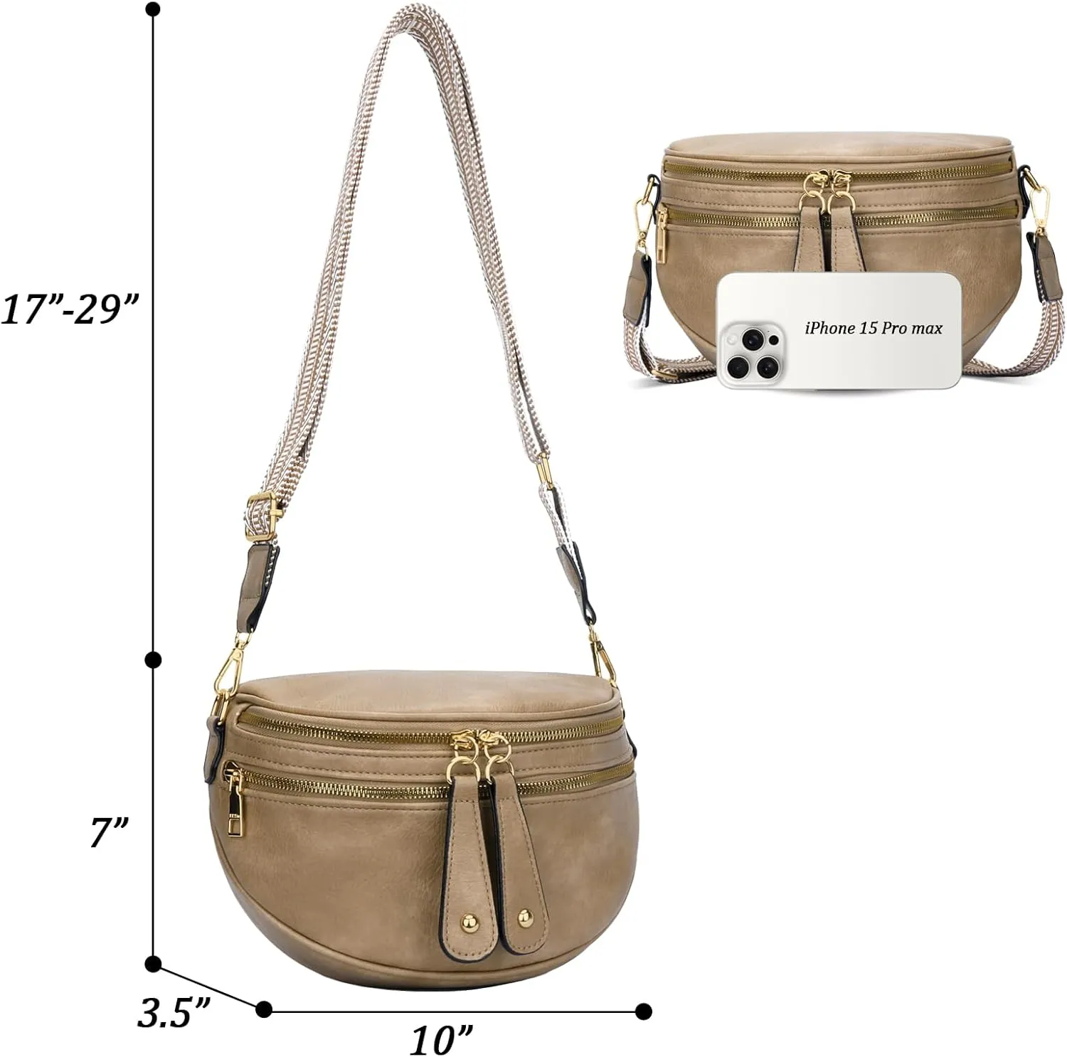 KKXIU Crossbody Sling Bag for Women Trendy Fanny Pack Vegan Leather Chest Bag
