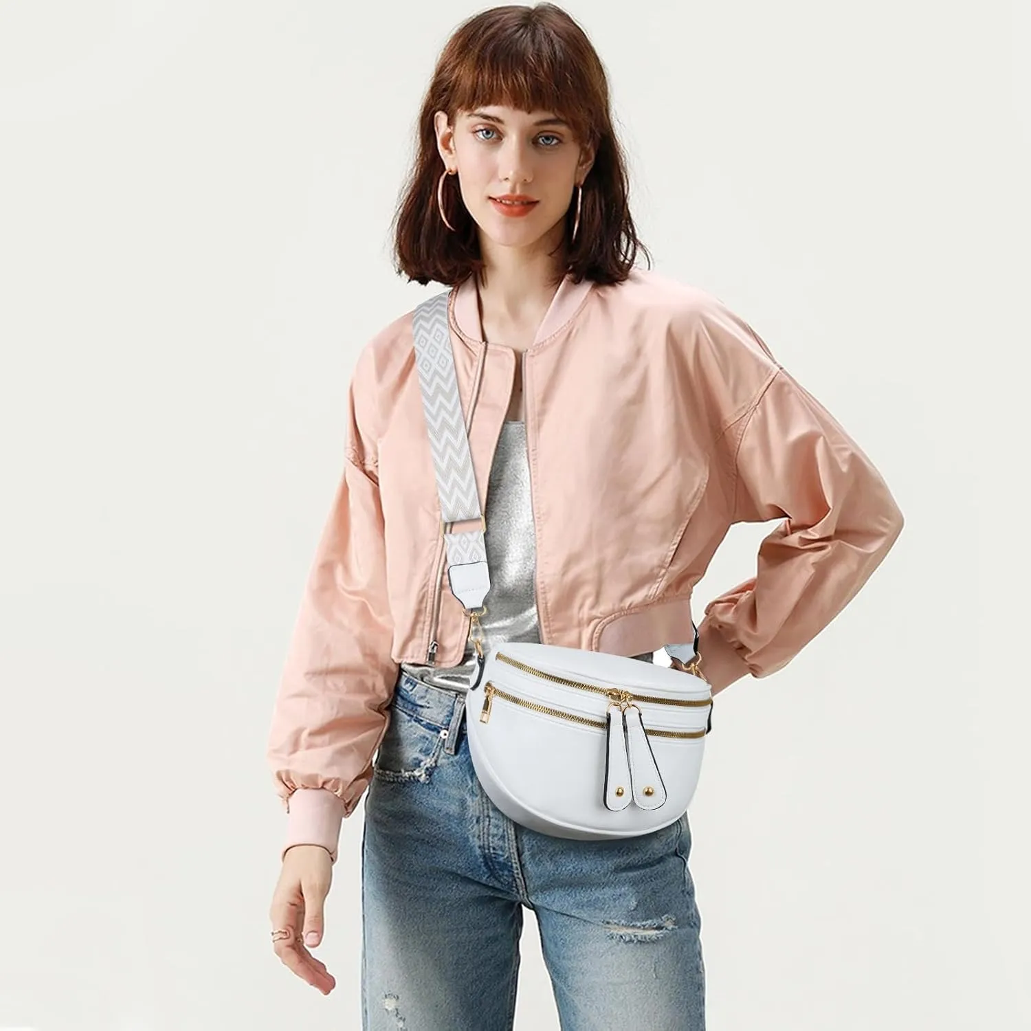 KKXIU Crossbody Sling Bag for Women Trendy Fanny Pack Vegan Leather Chest Bag