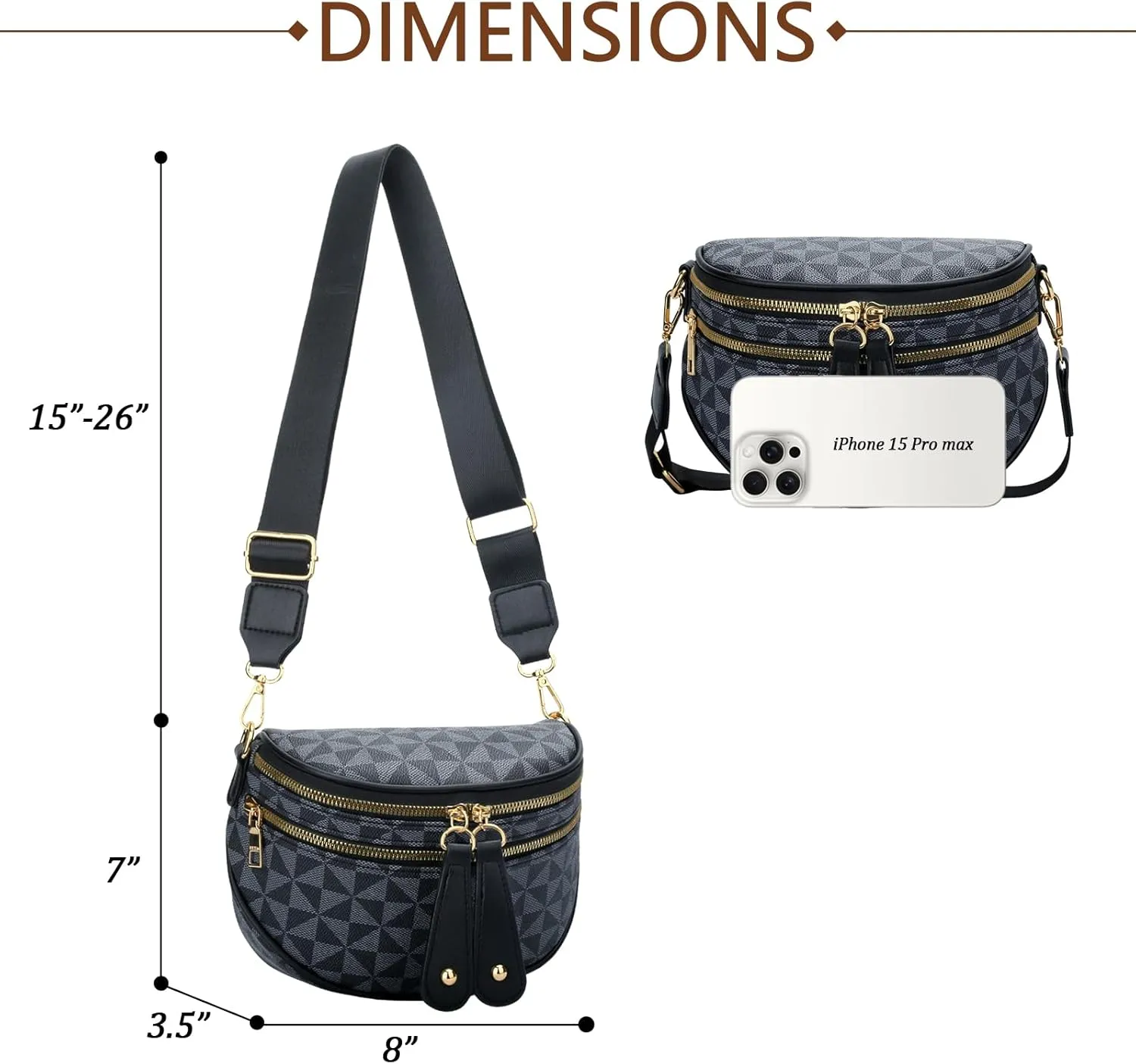 KKXIU Crossbody Sling Bag for Women Trendy Fanny Pack Vegan Leather Chest Bag
