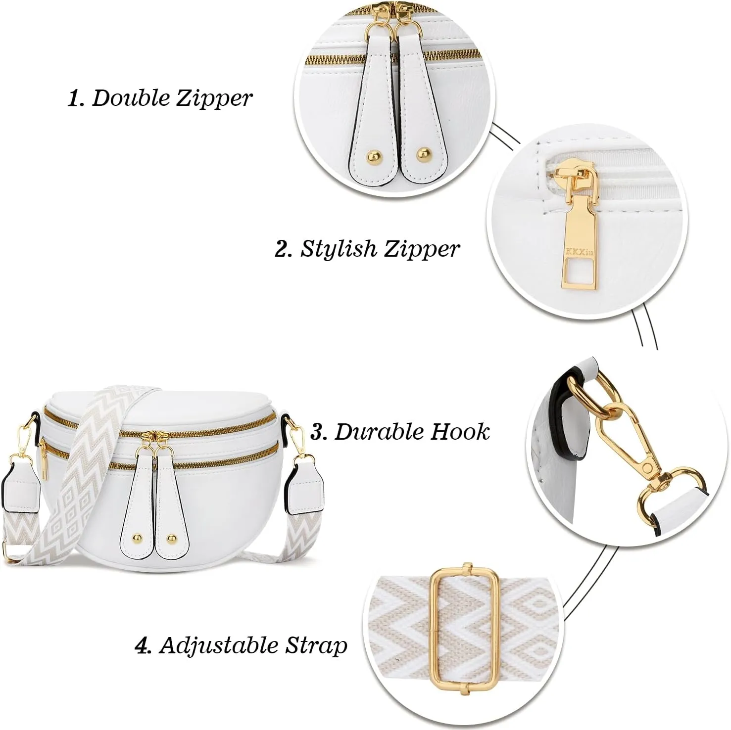 KKXIU Crossbody Sling Bag for Women Trendy Fanny Pack Vegan Leather Chest Bag