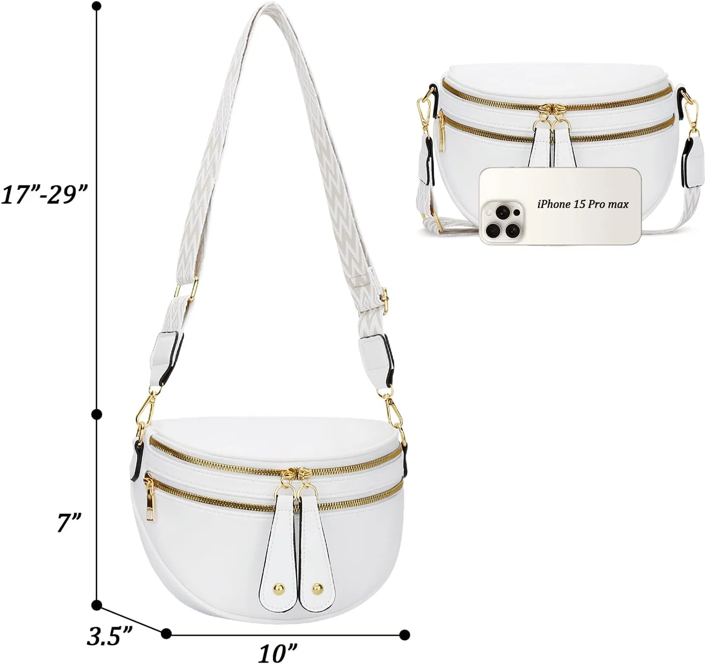 KKXIU Crossbody Sling Bag for Women Trendy Fanny Pack Vegan Leather Chest Bag