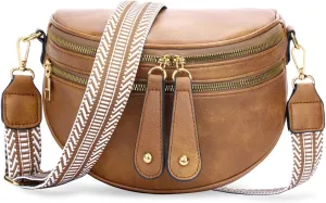 KKXIU Crossbody Sling Bag for Women Trendy Fanny Pack Vegan Leather Chest Bag