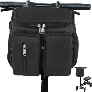 Knee Scooter Walker Handlebar Bag - Multiple Uses Accessories for Knee Walker, Bike, Scooter, Wheelchair - Black