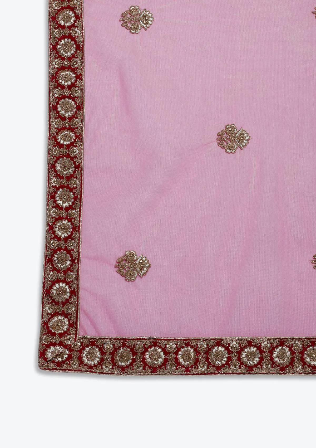 Koskii Fuschia Zariwork Velvet Semi Stitched Lehenga