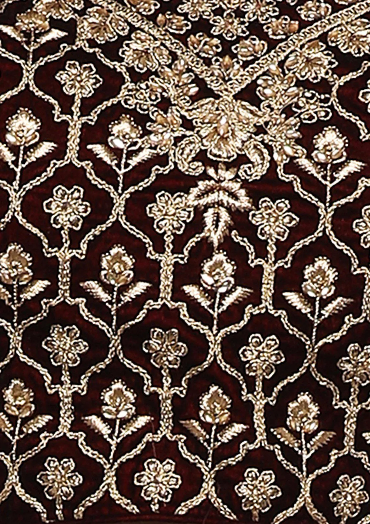 KOSKII MAROON ZARI WORK BRIDAL LEHENGA