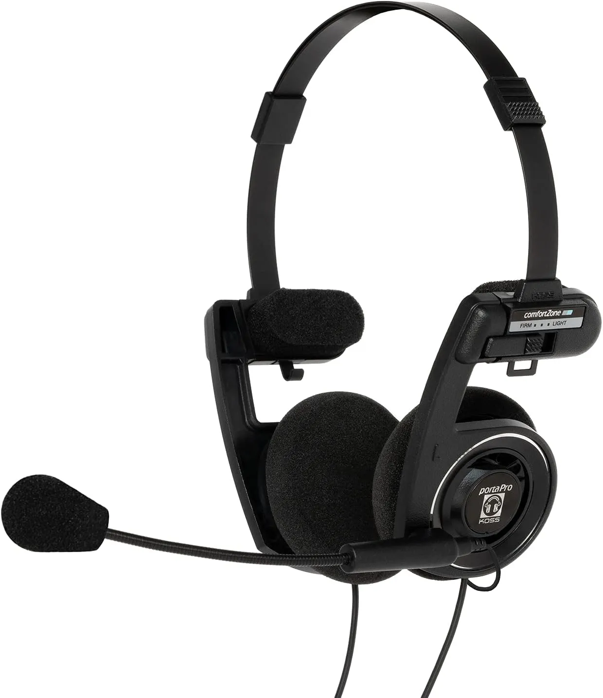 Koss Porta Pro Double-Sided Communication Headset with Microphone Electret Flexible Handsfree Design Foldable Design TRRS Plug Wired 3.5 mm Black