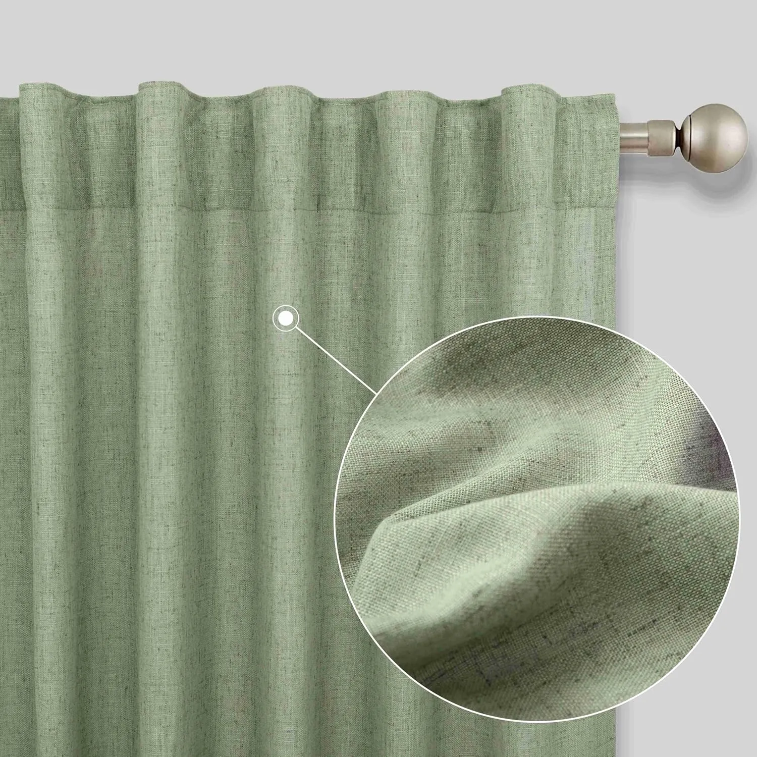 KOUFALL Sage Green Curtains 84 Inches Long for Bedroom 2 Panel Sets,Neutral Linen Boho Sheer Curtains for Living Room Window Baby Nursery,84 Inch Length,Grey Light Green