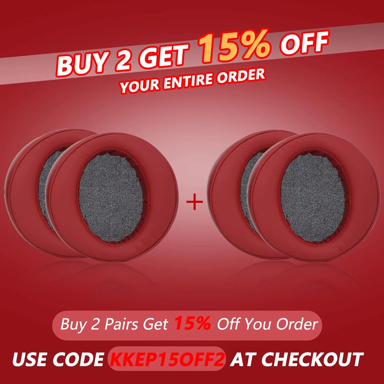 Krone Kalpasmos Replacement Ear Pads for Sony MDR-XB950BT MDR-XB950B1 Headphones, Soft Protein Leather Memory Foam Over-Ear Ear Cushions Sony Headset Repair Accessories, with PU Leather Bag - Red