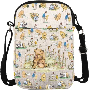 KUIYAI Cartoon Bear Crossbody Bag Bear And Piglet Gift Bear Lover Gifts
