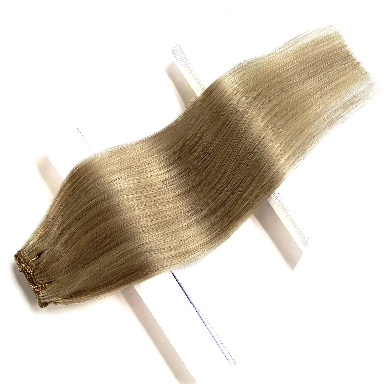 Labetti Clip in Hair Extensions Human Hair with Blonde Highlights 7 Pieces 70g Silky Straight Weft Remy Hair(18 inches, #27-613)