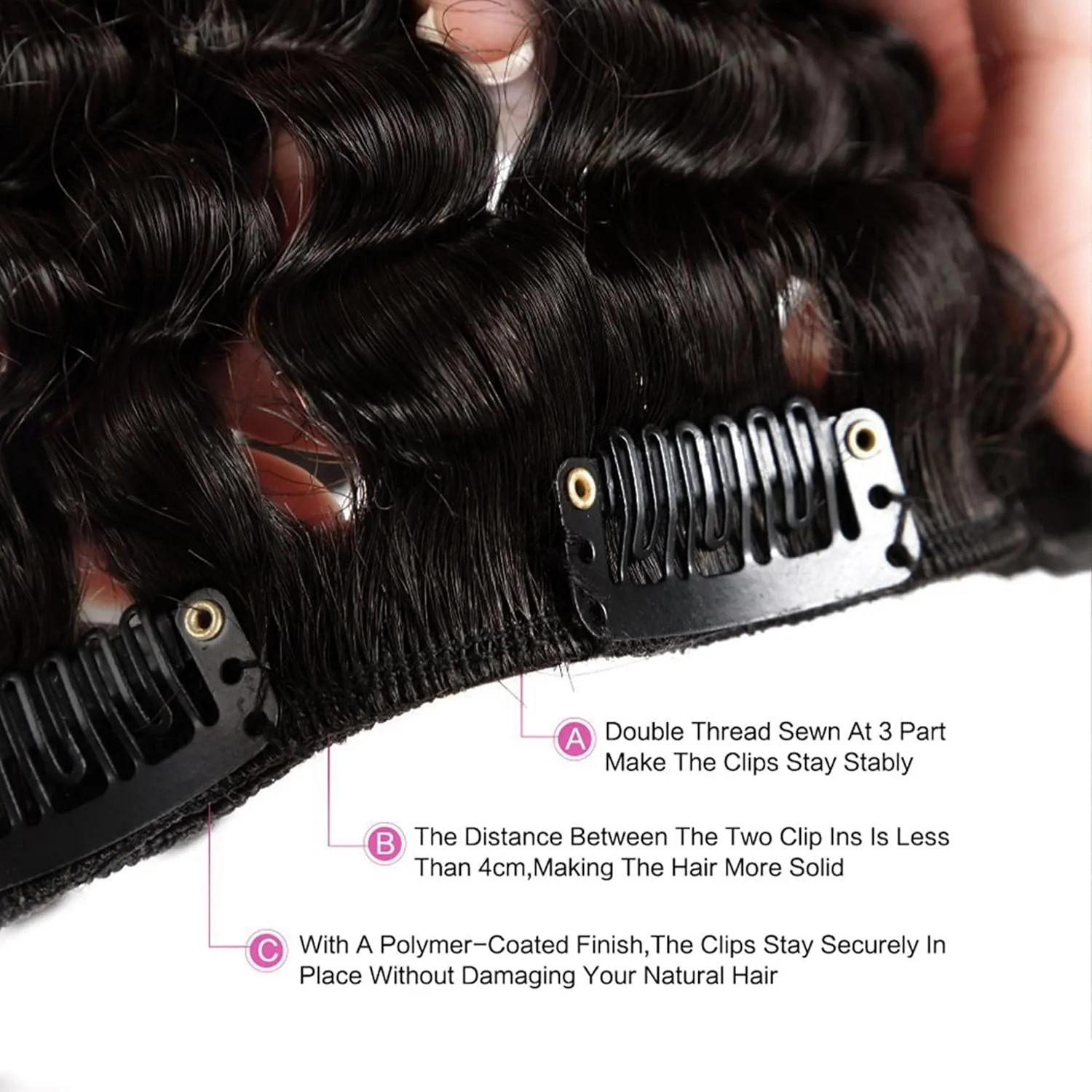 Lacer Clip in Human Hair Extensions Jerry Curly 3B 3C Real Hair Clip in Extensions For Black Women Natural Color 100% Brazilian African American Hair Extension (16 inch, Jerry Curly #1B)