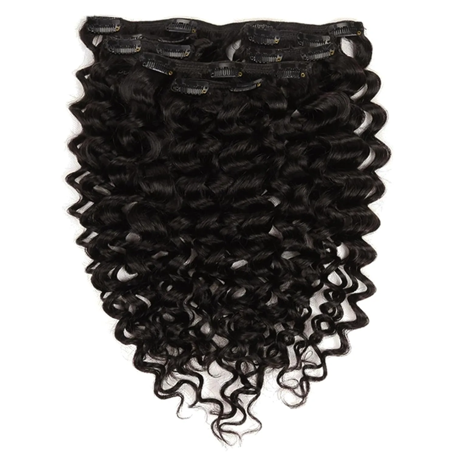 Lacer Clip in Human Hair Extensions Jerry Curly 3B 3C Real Hair Clip in Extensions For Black Women Natural Color 100% Brazilian African American Hair Extension (16 inch, Jerry Curly #1B)