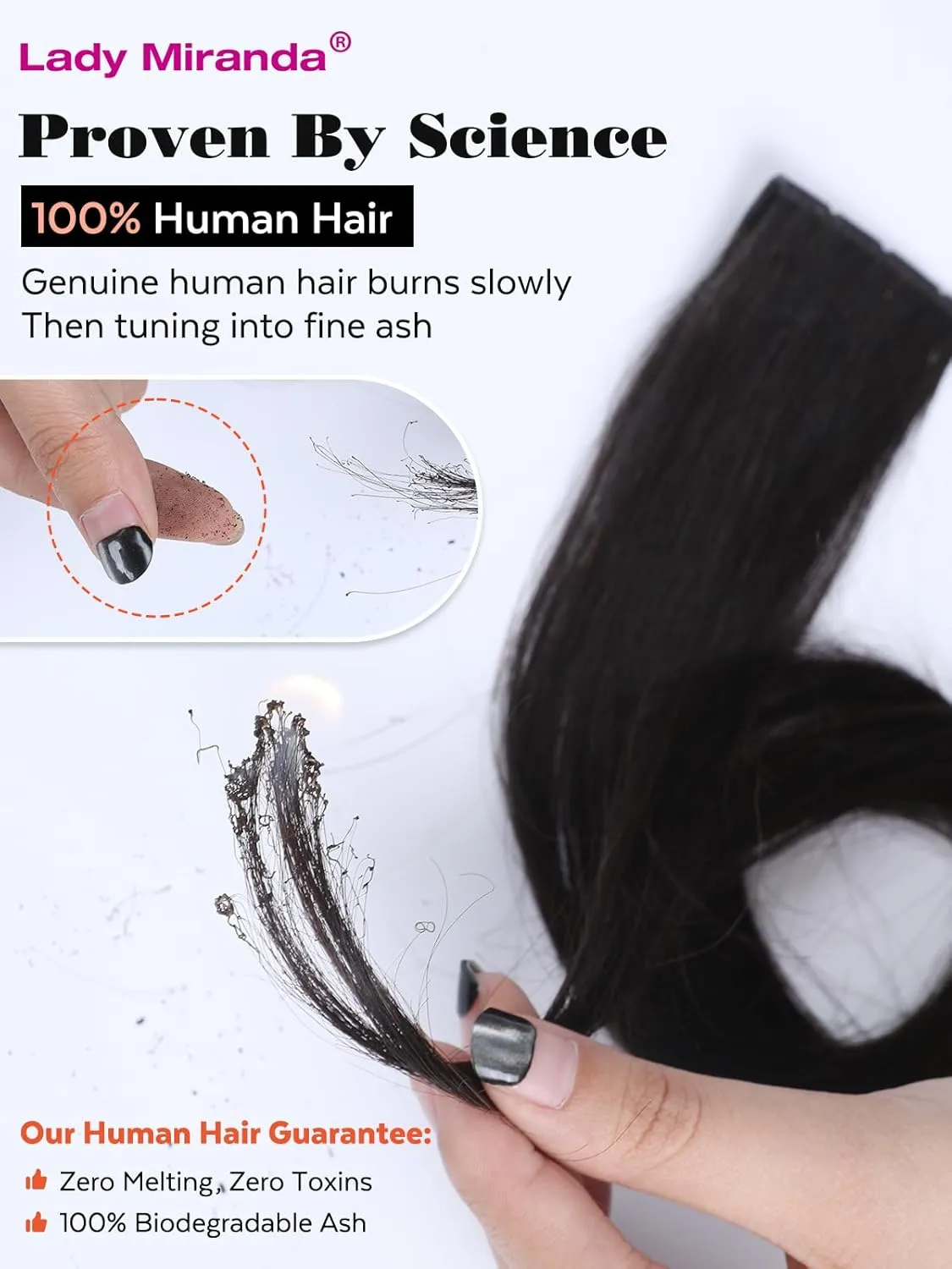 LADY MIRANDA 20 Inch 100g Double Weft Human Hair Extensions with Micro Ring Seamless Reusable Beaded Weft Hair Extensions Genius Handmade Twin Tabs Hair Extension Real Human Hair(1B, 20 Inch)