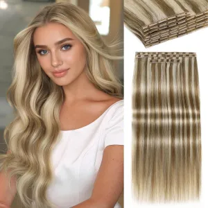 LADY MIRANDA 20 Inch Micro Bead Hair Extensions 100g 8PCS Double Weft Human Hair Extensions Reusable Seamless Weft & Handmade Twin Tabs for Effortless Volume(9A/60, 20 Inch)